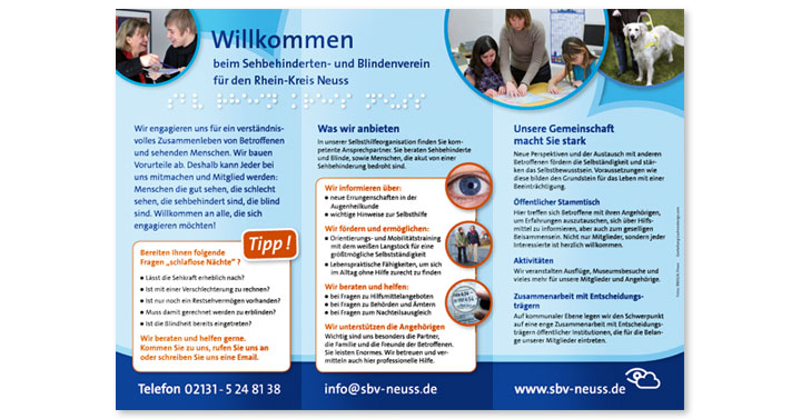 Tast Design mit Braille SBV-Neuss Flyer